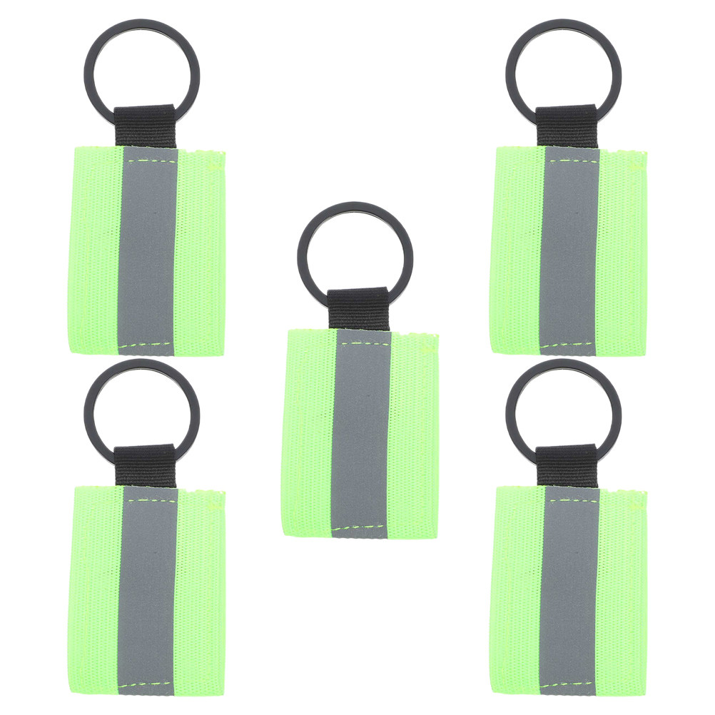 Running Visibility Gear - ป้ายห้อยพวงกุญแจสะท้อนแสงสองด้าน 5 ชิ้น สำหรับกระเป๋าเป้, ซิป, และการวิ่ง