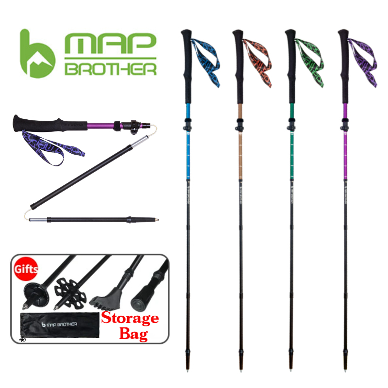 Trekking Pole Carbon - ไม้เท้าเดินป่า, ไม้เท้าปีนเขาพับได้น้ำหนักเบา M3030พับเก็บได้อะลูมินัมอัลลอย