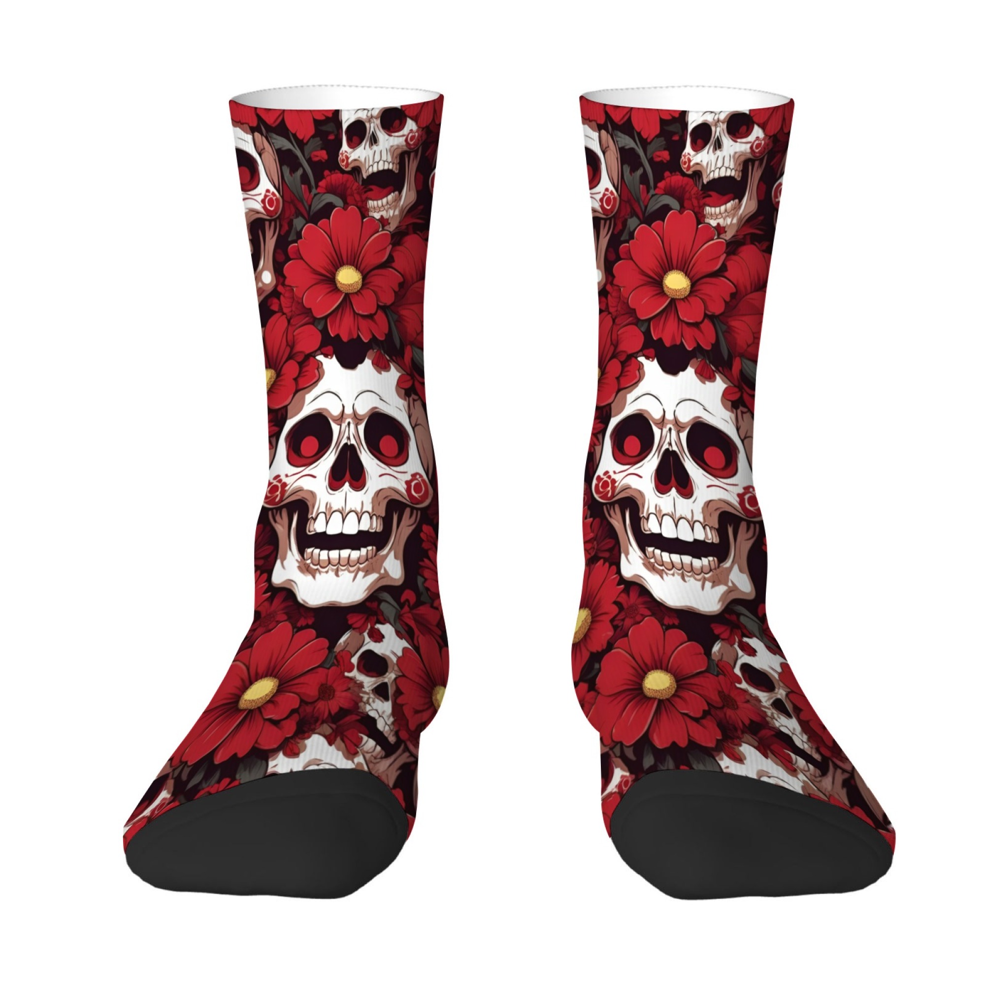 ถุงเท้าลายดอกไม้และหัวกะโหลกน้ - Sports Socks บทวิจารณ์และราคา