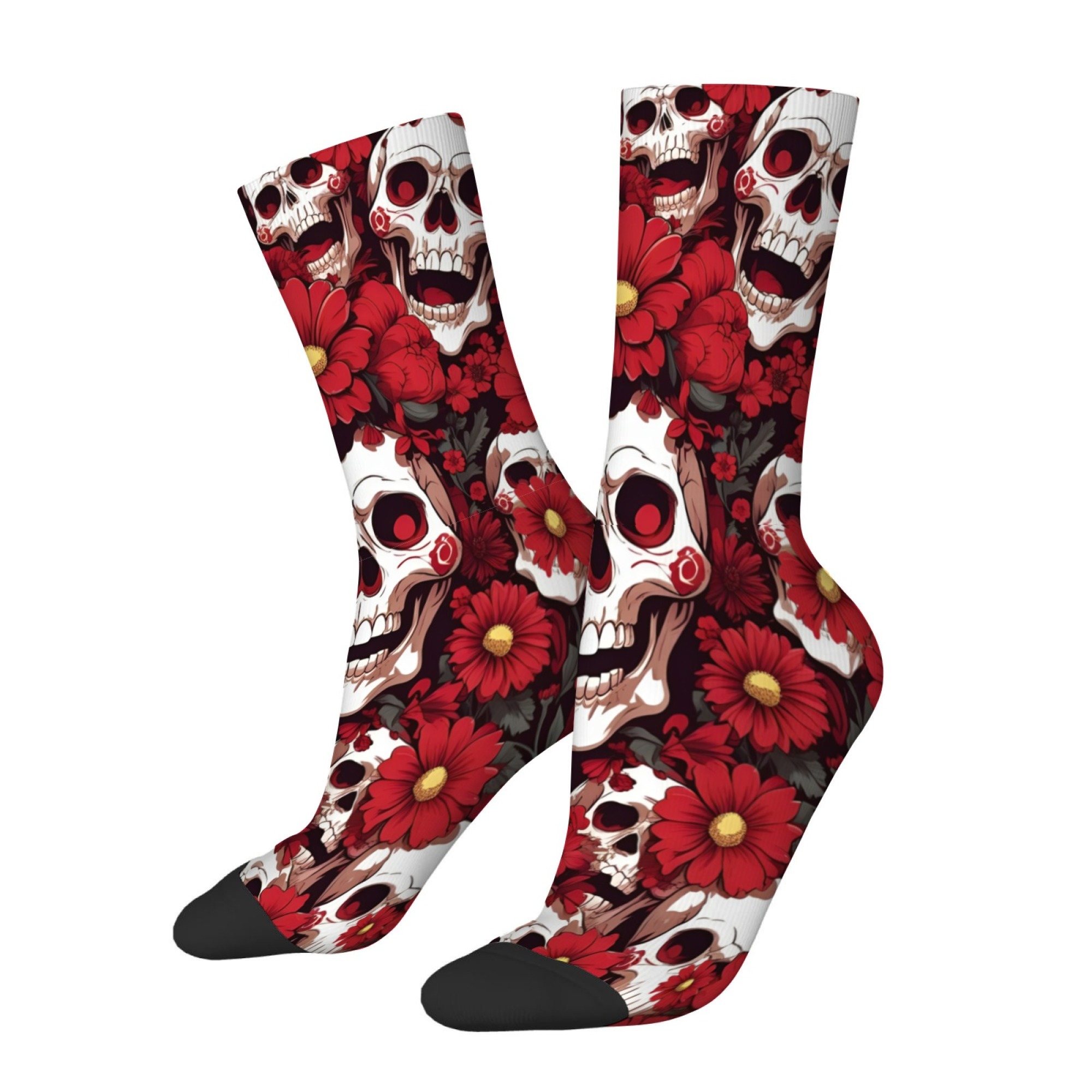 ถุงเท้าลายดอกไม้และหัวกะโหลกน้ - Sports Socks บทวิจารณ์และราคา