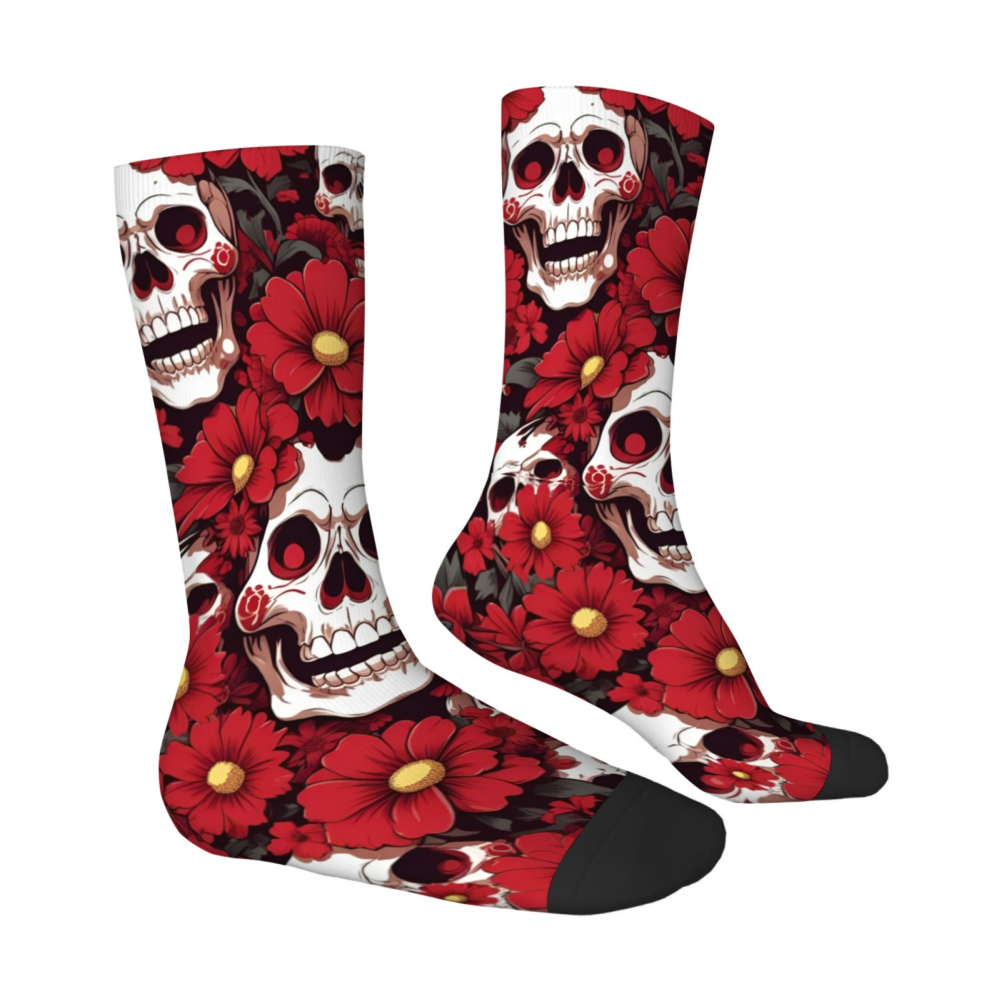 ถุงเท้าลายดอกไม้และหัวกะโหลกน้ - Sports Socks บทวิจารณ์และราคา